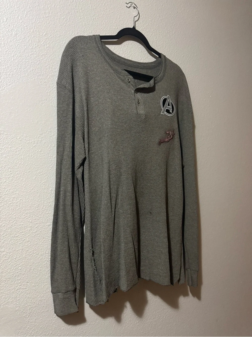 Avengers Dark Grey Waffle “Roadie’s Henley” Size XL - Picture 5 of 8